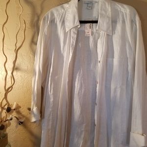3xl Dress Barn White Linen Blouse